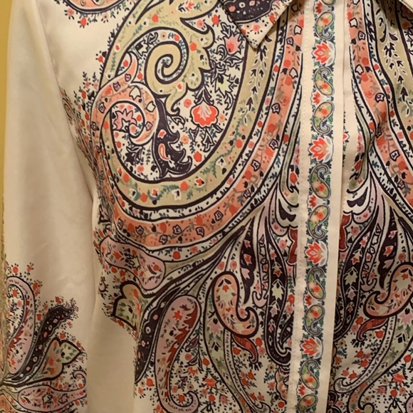 Miss Look Paisley Long Sleeve Blouse NWOT - Picture 3 of 11